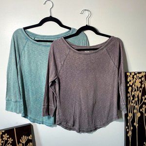 Two Mossimo Heathered Long-Sleeved Shirts